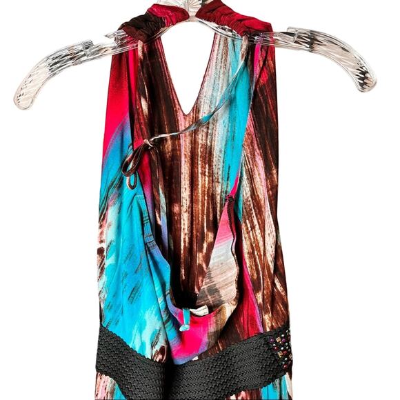 Venus Halter Beaded Leopard Print Multi-color Maxi Dress - Picture 9 of 11